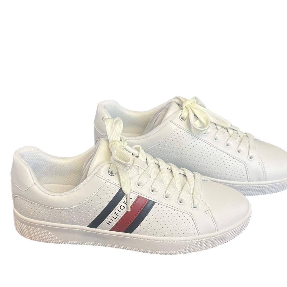 Tommy Hilfiger Men's White and Red Sneakers - Picture 8 of 10